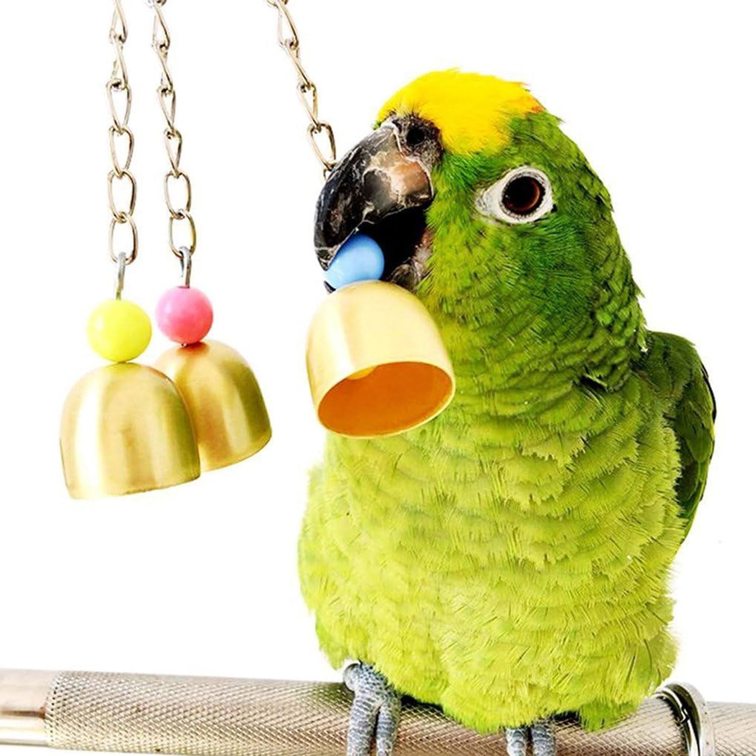 鳥用おもちゃ カラフルビーズ付きベル Amazon | ochun鳥おもちゃ6点セット ベル カラフルな色合い
