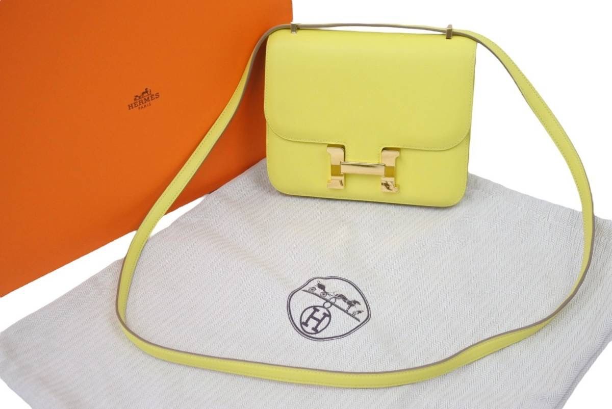 極美品 HERMES エルメス ショルダーバッグ ミニ コンスタンス3 ライム