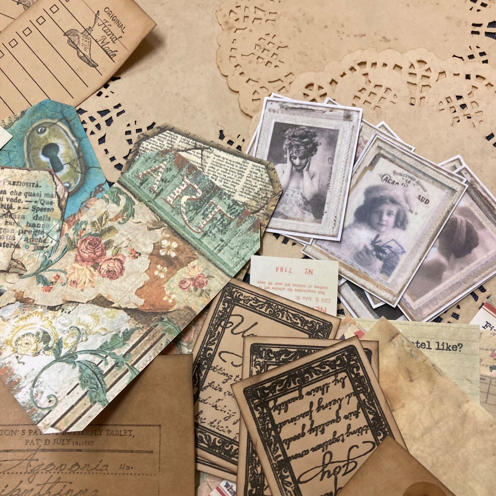 紙モノ詰め合わせ100点 ver.3 アンティーク風 お得セット - メルカリ