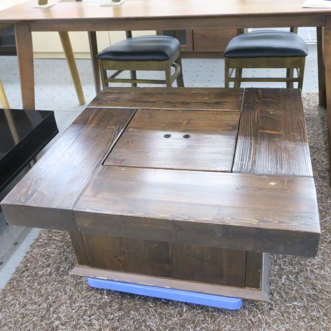 囲炉裏座卓 75cm角天板 囲炉裏 火鉢 灰入れ付き 現状品