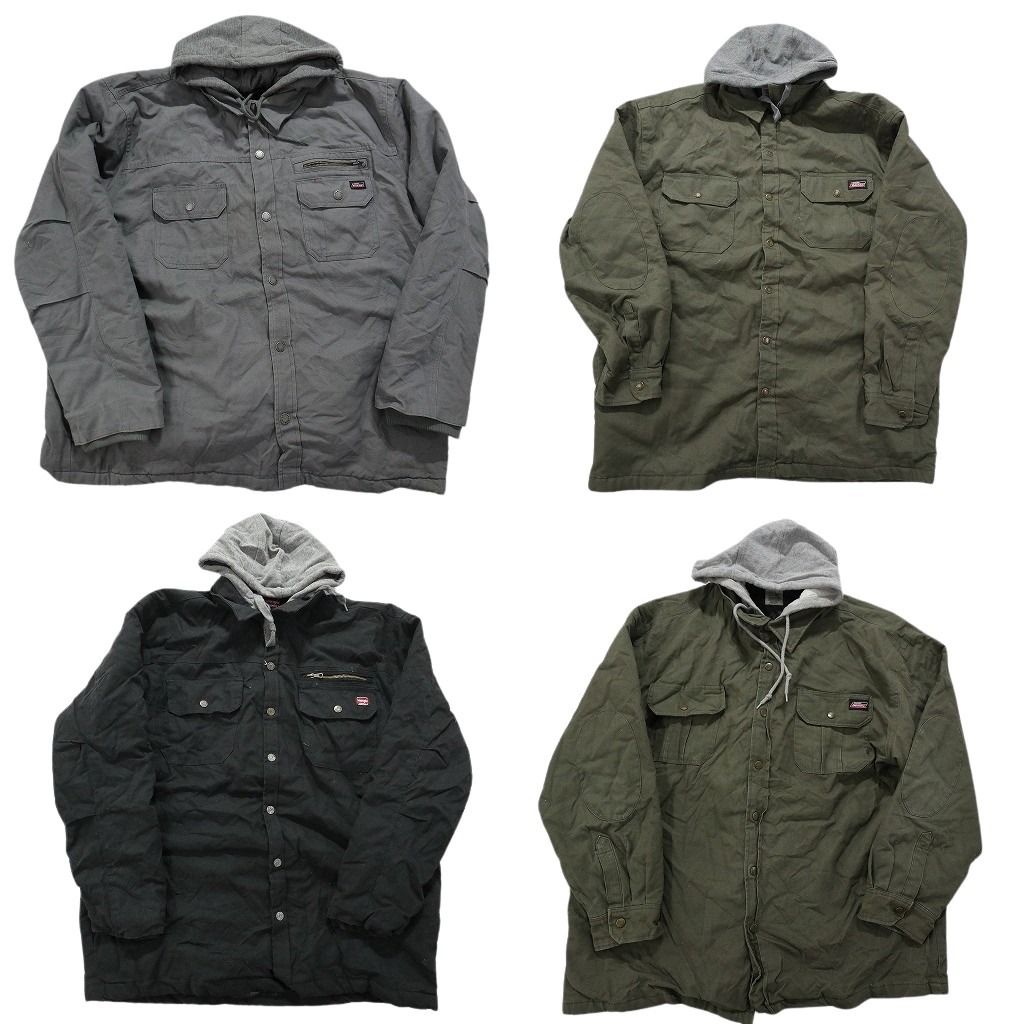 古着卸 まとめ売り ブランドMIX ダック地 フード付きシャツ ジャケット 4枚セット メンズ 2XL |3XL ディッキーズ 古着 NC0138
