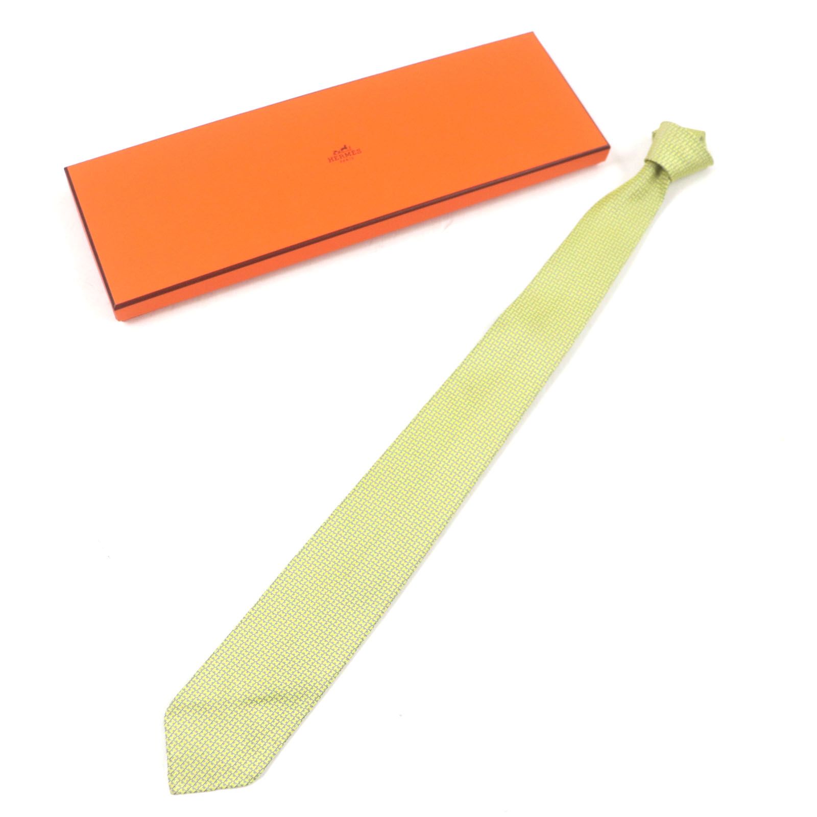 極美品▽HERMES エルメス シルク100% Hモチーフ 総柄 ネクタイ