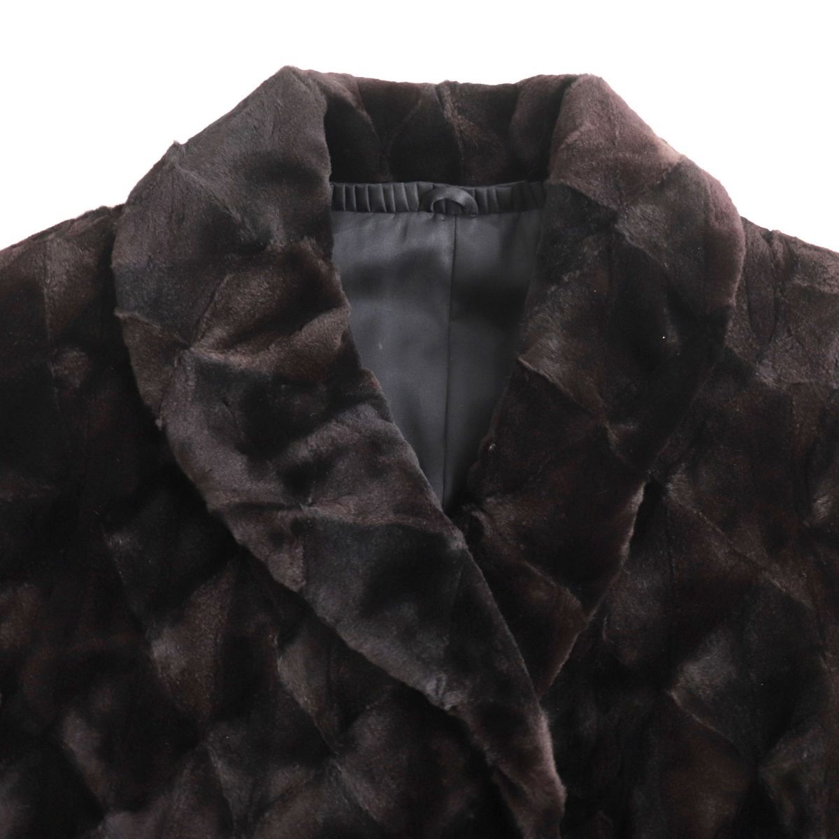 毛並み極美品◇MINK シェアードミンク デザイン 本毛皮セミロング