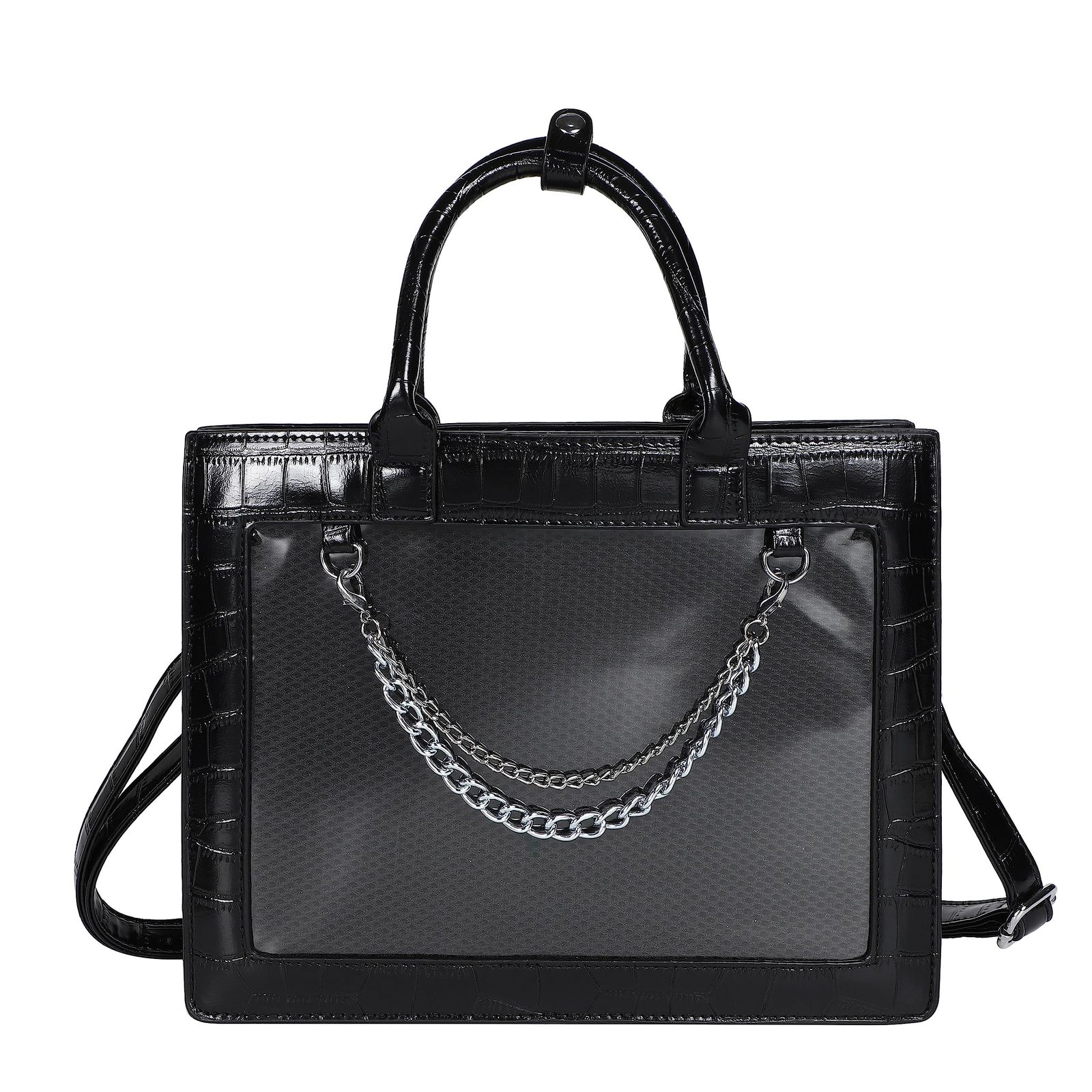 [HARGIO] 痛バッグ おしゃれ 痛バ 小さめ 痛バック ミニ 可愛い 2WAY トート トートバッグ ショルダー ショルダーバッグ 高級 クロコ柄 黒 白 ブラック ホワイト いたばっぐ いたばっく いたば (ブラック) [ブラック]