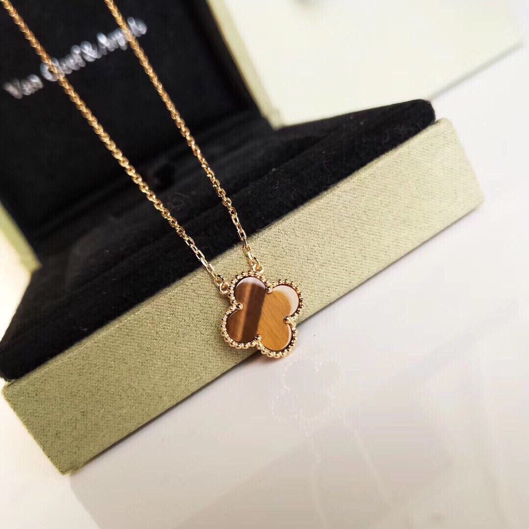 Van Cleef - Arpels ヴァン クリーフ＆アーペルのクラシック ミディアム 四つ葉のクローバー ネックレス 版タイガーアイ ストーン｜ ｜ -WTO輸入2