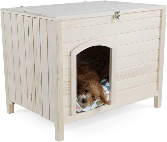 petsfit 犬小屋 組み立て不要 猫小屋 収納できる猫トイレ 猫用トイレ収納カバー 天然木 杉 小屋 犬舎 猫舎 木製ゲージ 小型犬|中型犬 すのこ おしゃれ 収納便利