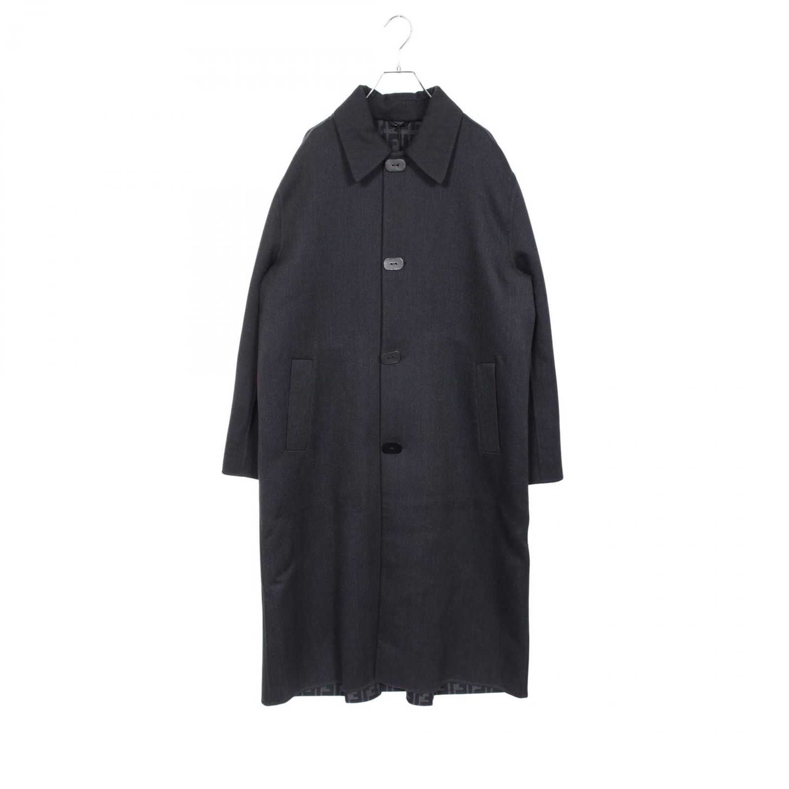 FENDI ネイビー ウール ロングコート 3ボタンフェンディ