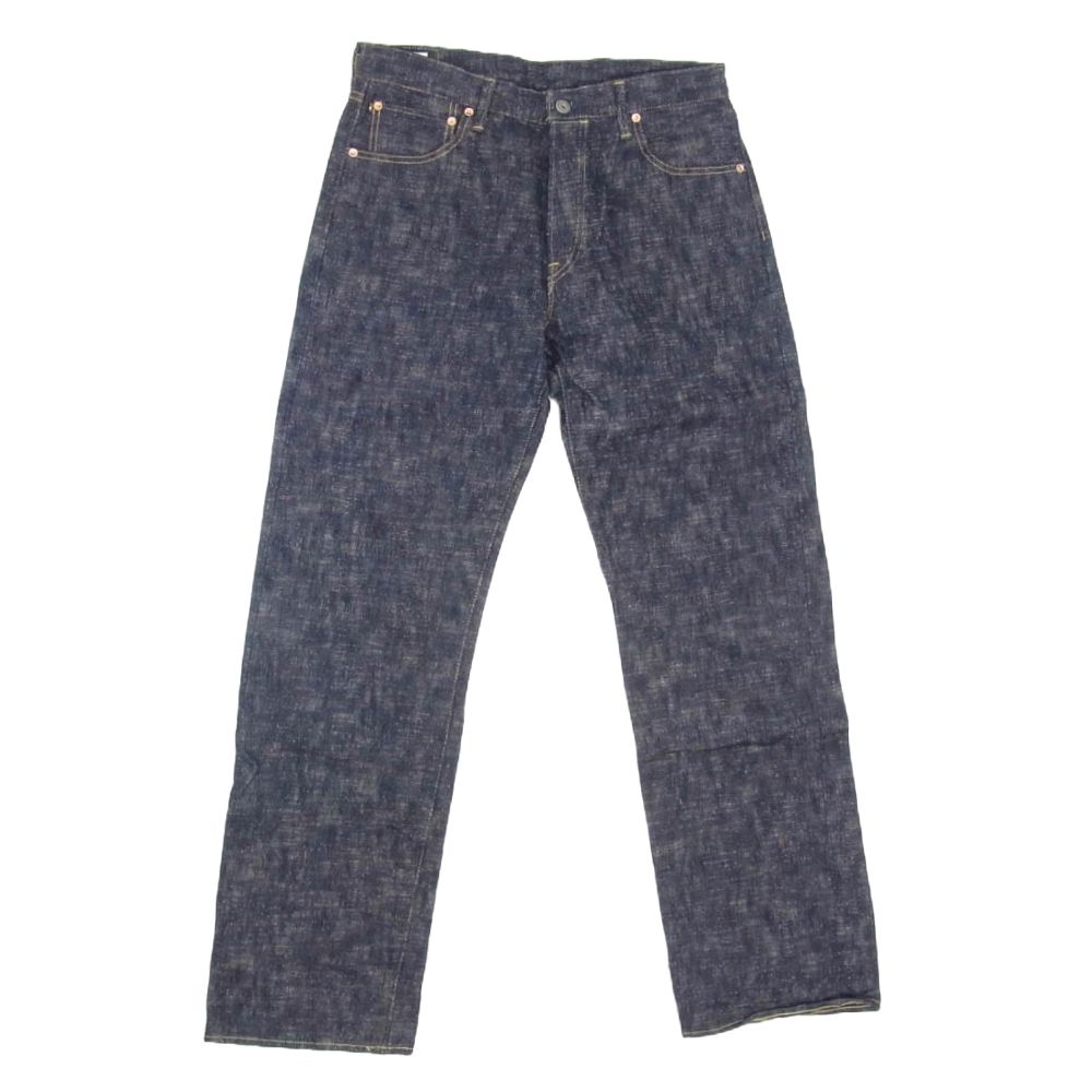 ONI DENIM 鬼デニム ONI-595-Kasuri 17oz 鬼絣 デニム レトロ スタイル ルーズ ストレート パンツ インディゴブルー系 34