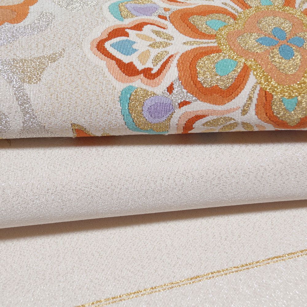 【日本橋つつ井】=交渉可！正絹　綴れ織　八寸名古屋帯　扇面に鳳凰　未使用品 お得なエブリデイロープライス 夏物 特選絽綴れ八寸名古屋帯