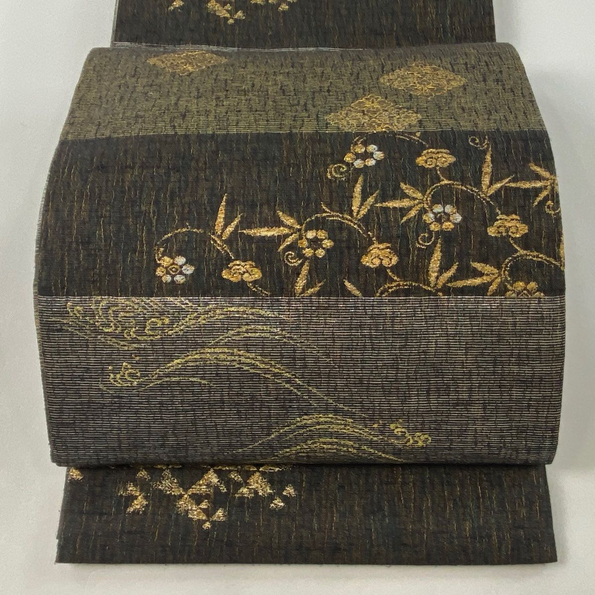 袋帯【佐波理綴】宗達草花四季文様 正絹 帯の宝石 綴れ帯 紫色