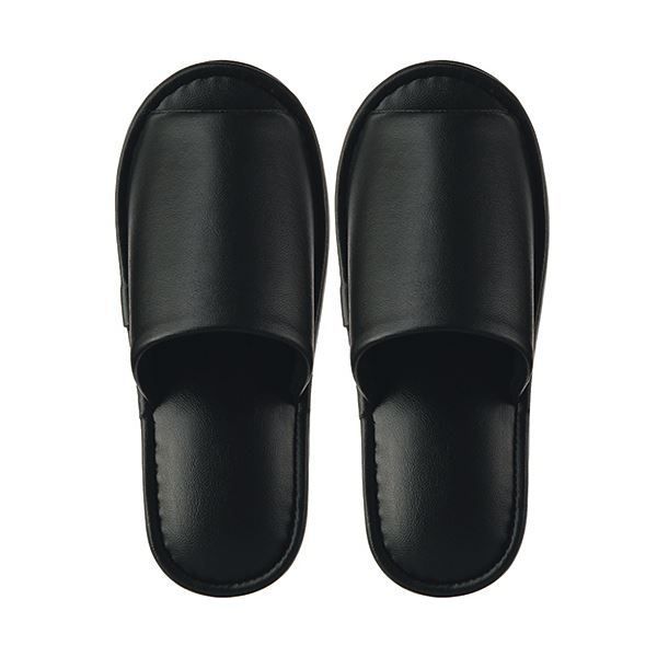 まとめ TANOSEE最 レザー調スリッパ 外縫い ブラック 1足 ×5セット