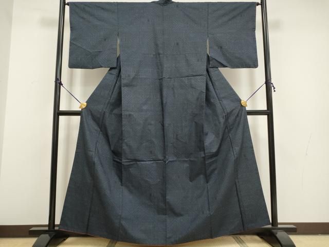 平和屋着物○本場大島紬 泥染め 一元7マルキ 石畳 正絹 逸品 AABA0125zg