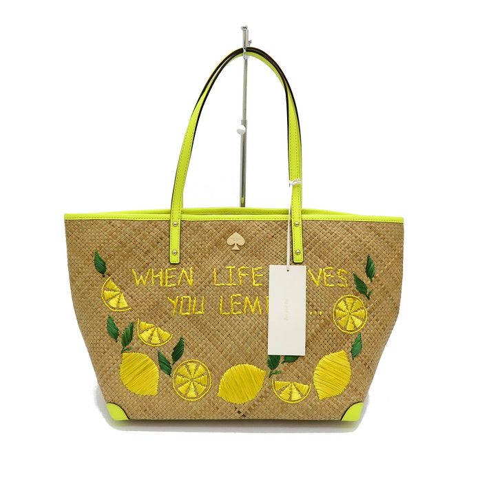 kate spade ケイトスペード トートバッグ カゴバッグレモン柄刺繍 ケイトスペード トートバッグ カゴバッグ レモン柄刺繍 PXRU