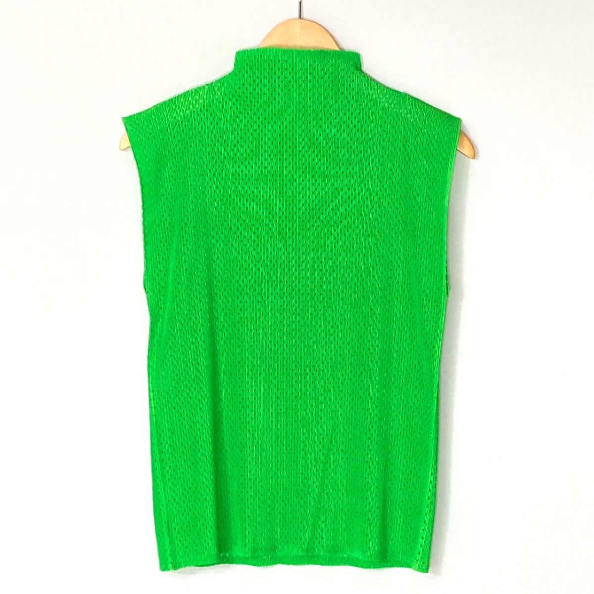 ISSEY MIYAKE イッセイミヤケ PLEATS PLEASE ノースリーブカットソー PP21-FK323 グリーン サイズ 3 レディース