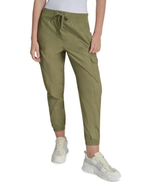 【送料無料】 ダナ キャラン ニューヨーク レディース カジュアルパンツ ボトムス Sport Women's Cotton Ribbed-Waist Jogger Cargo Pants Utility Green