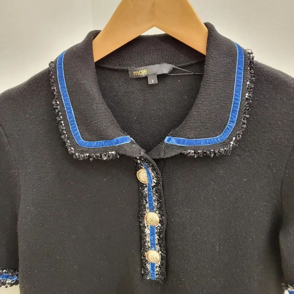 maje マージュ ベロア 半袖 カラーTシャツ