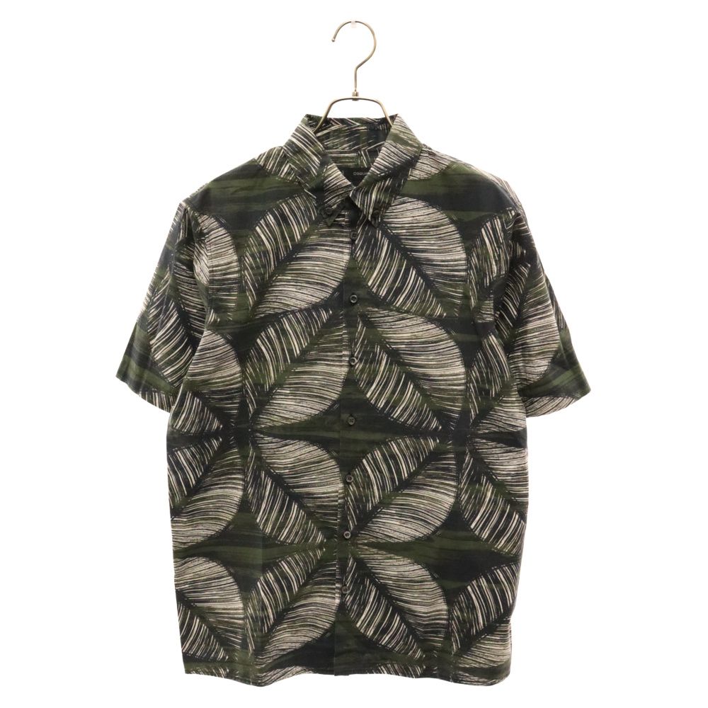 DSQUARED2 (ディースクエアード) 14SS ボタニカルプリント ボタンダウン半袖シャツ コットン グリーン S71DL0731 S42746