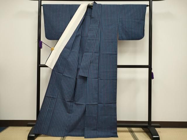 平和屋着物▽上質な紬　単衣　縞　正絹　逸品　CAAV3879dy 平和屋着物▽上質な紬 単衣 縞 正絹 逸品 CAAV3879dyの通販 by 平和屋