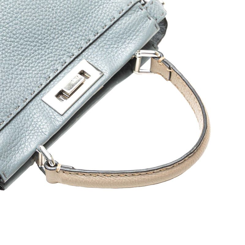 FENDI ピーカブー レギュラー ブルー グレー ショルダーバッグ 2WAY フェンディ ピーカブー セレリア ハンドバッグ ショルダーバッグ