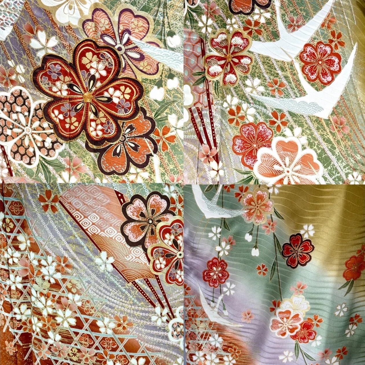 美品 振袖フルセット 正絹振袖 正絹長襦袢 古典柄 153〜163cm 成人式