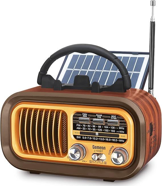 【在庫処分】Gemean 携帯ラジオ FM/AM 短波ラジオ bluetooth ワイドFM対応 高感度 ラジオ USB/SDカード対応 MP3プレーヤー 大音量 単1形電池/太陽光/USB充電 対応 レトロラジオ