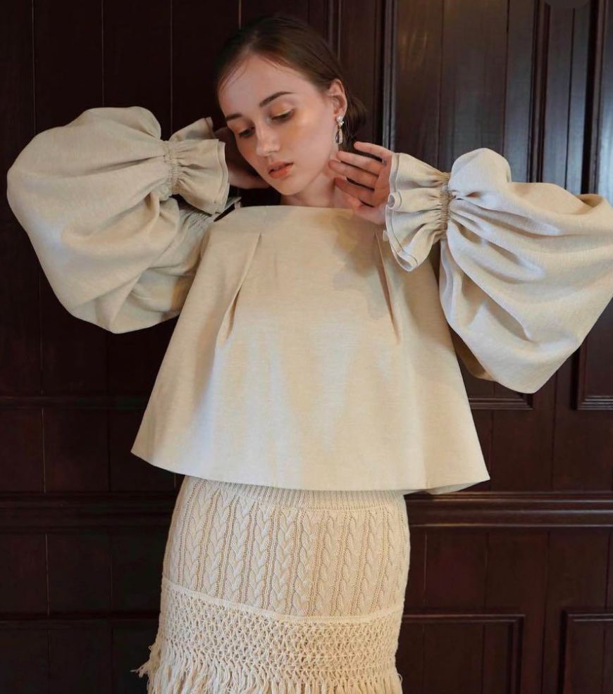 Acka. puffy cami blouse レディース フリーサイズ ベージュ