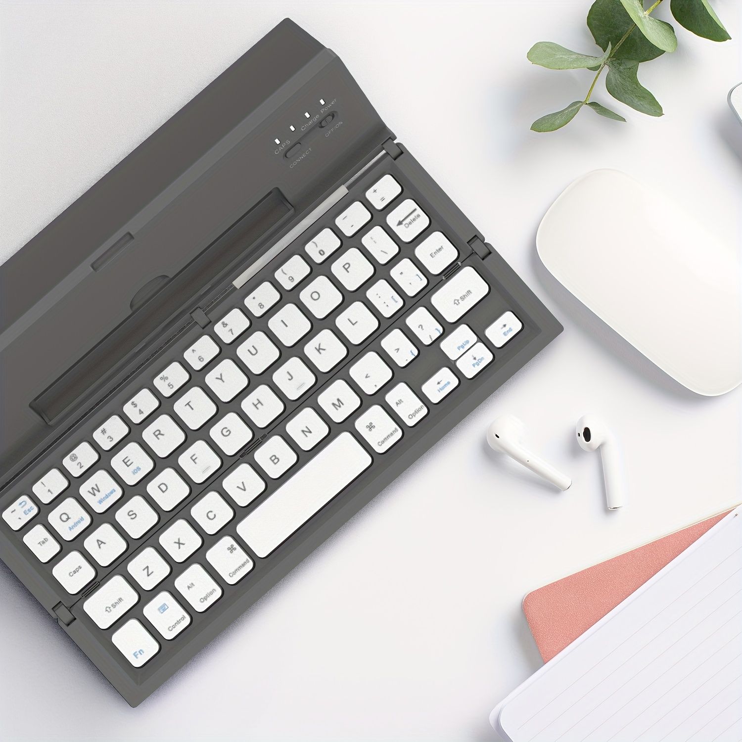 BATTOP ポータブル折りたたみ式ワイヤレスキーボード スタンド付き