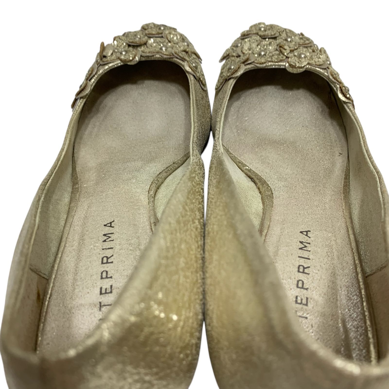 極美品　アンテプリマ　フラットシューズ　23.5 ブラック　レザー　フラワー 極美品 アンテプリマ フラットシューズ 23.5 ブラック レザー