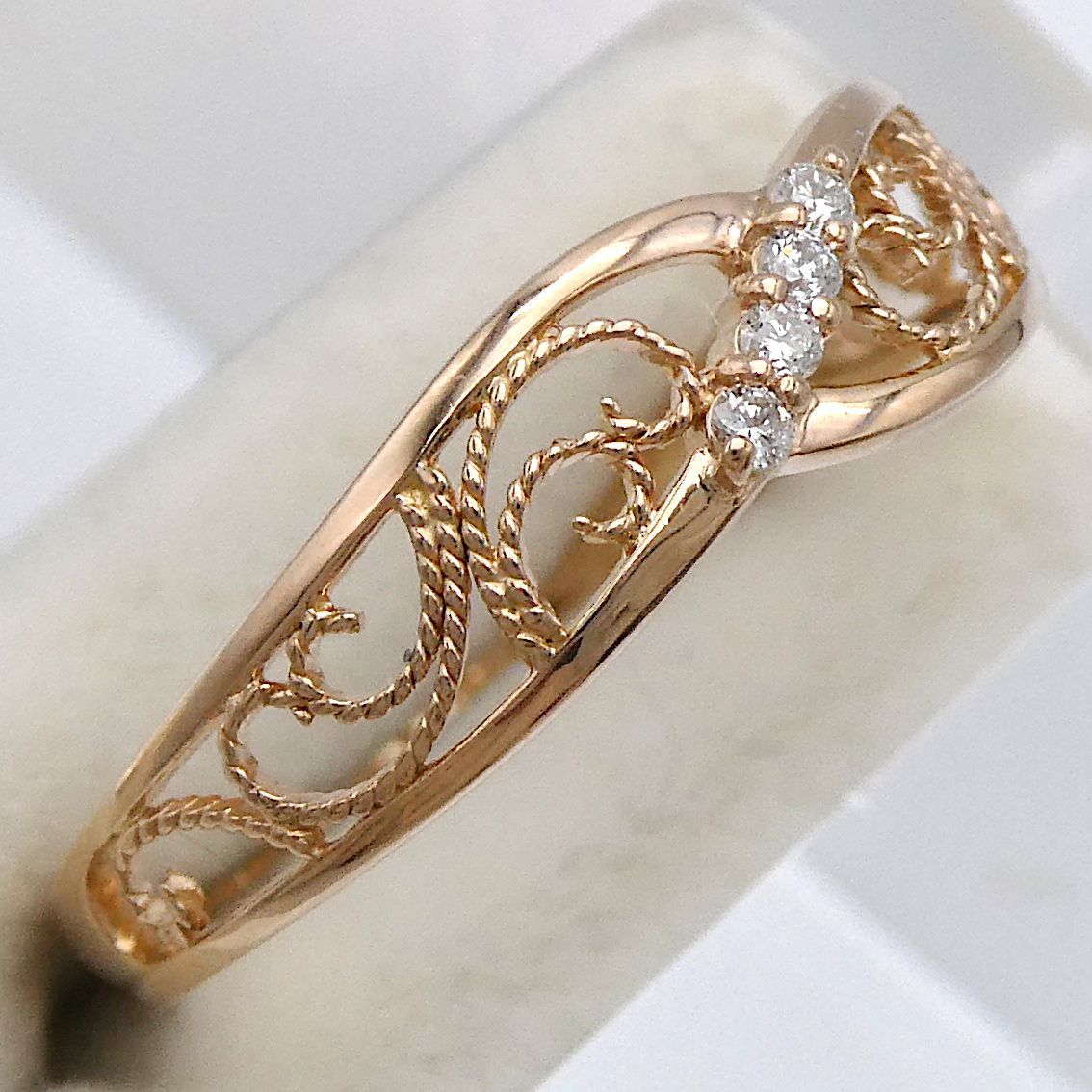 リング K18PG ダイヤモンド0.03ct 11号 透かしデザイン - メルカリ