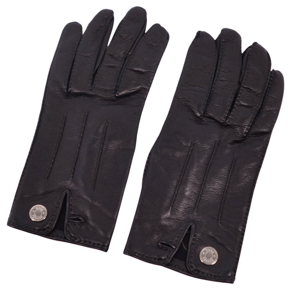 HERMES グローブ ケリー金具 カデナチャーム付 ミンクファー エルメス