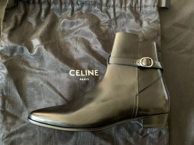 素材本革CELINE セリーヌ ドラッグストア ジョードプルブーツ 3cm 41 黒