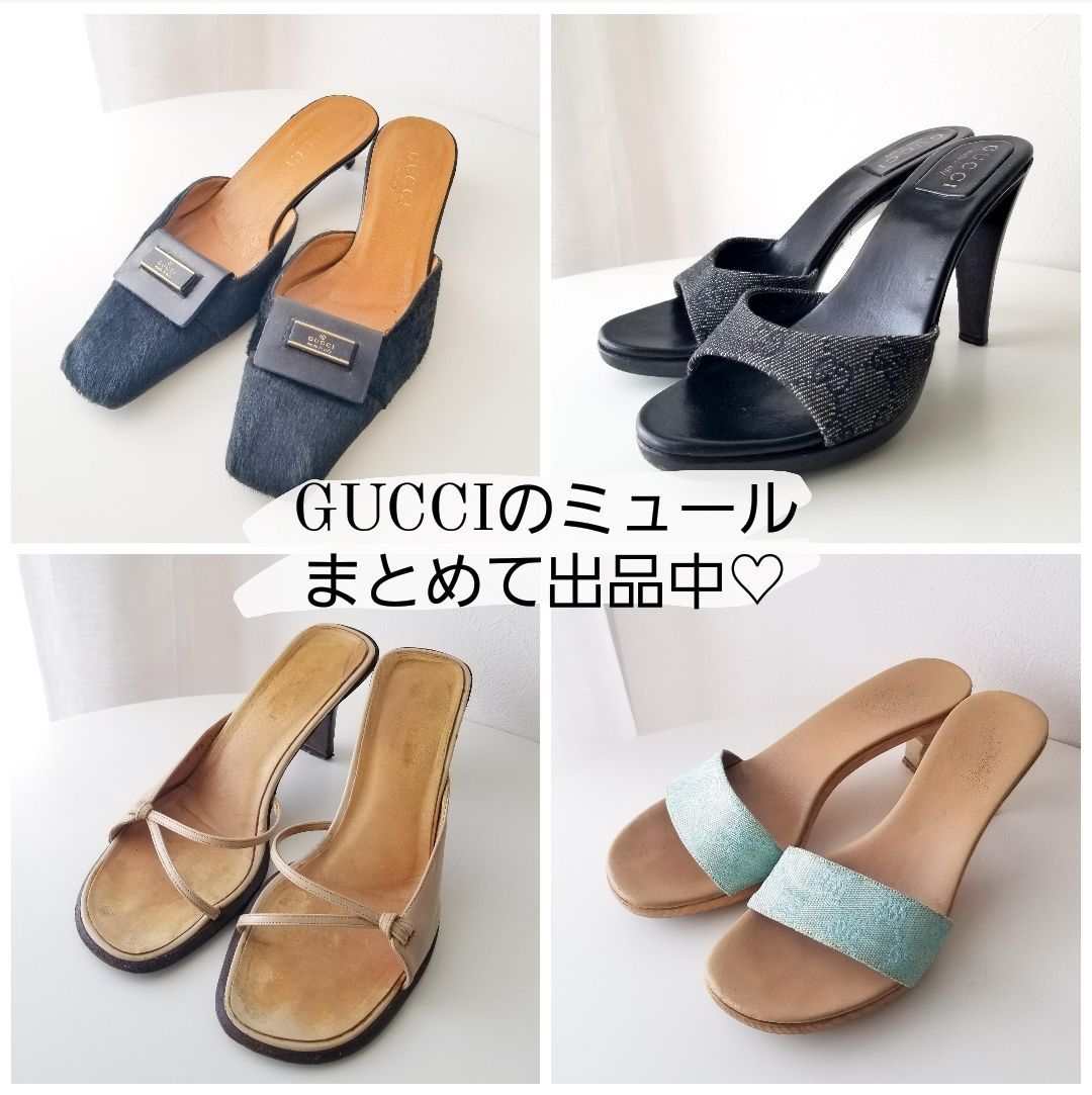 美品☆GUCCI ハイヒールピンヒール ミュールサンダル GGキャンバス