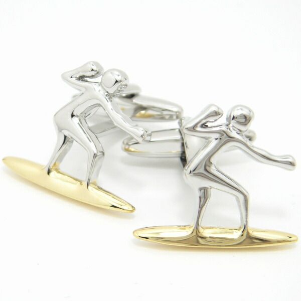 ノリノリ波乗りサーファー カフス カフスボタン カフリンクス cufflinks cuffs メンズ 男性 スーツアクセサリー専門店 父の日 ギフトにも 誕生日 プレゼント プチギフト おしゃれ カフスマニア