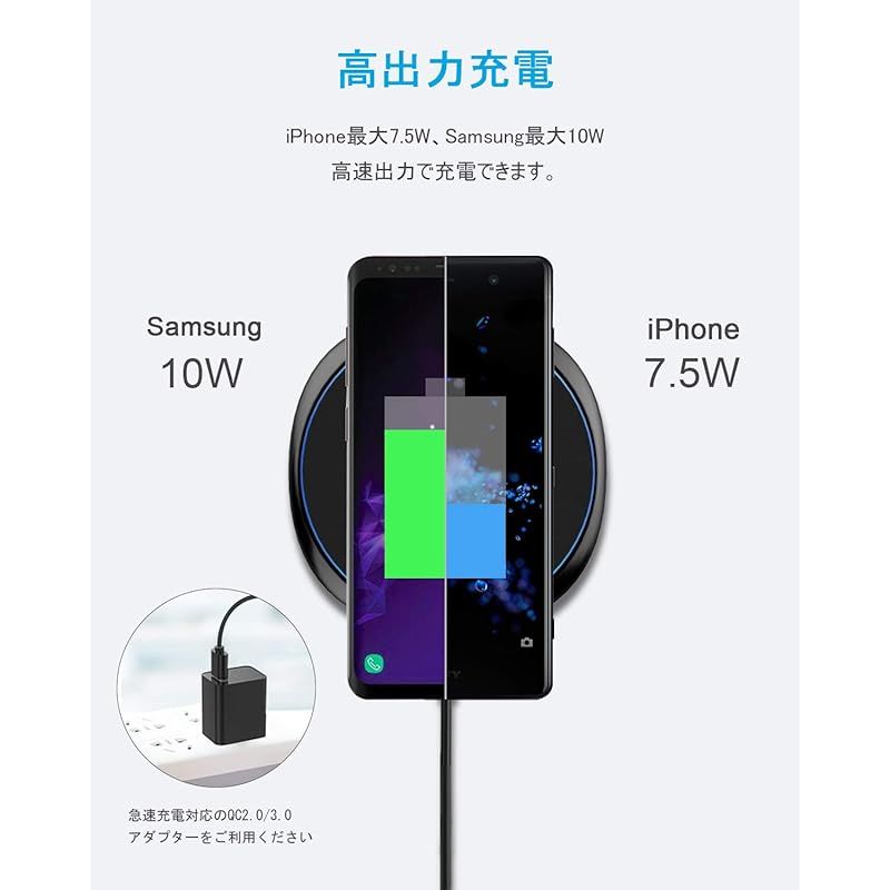 ワイヤレス充電器　Qi認証　3 in 1急速充電15W/10W/7.5W Amazon.co.jp: 【強化版】TEPNICAL ワイヤレス充電器 Qi認証 3