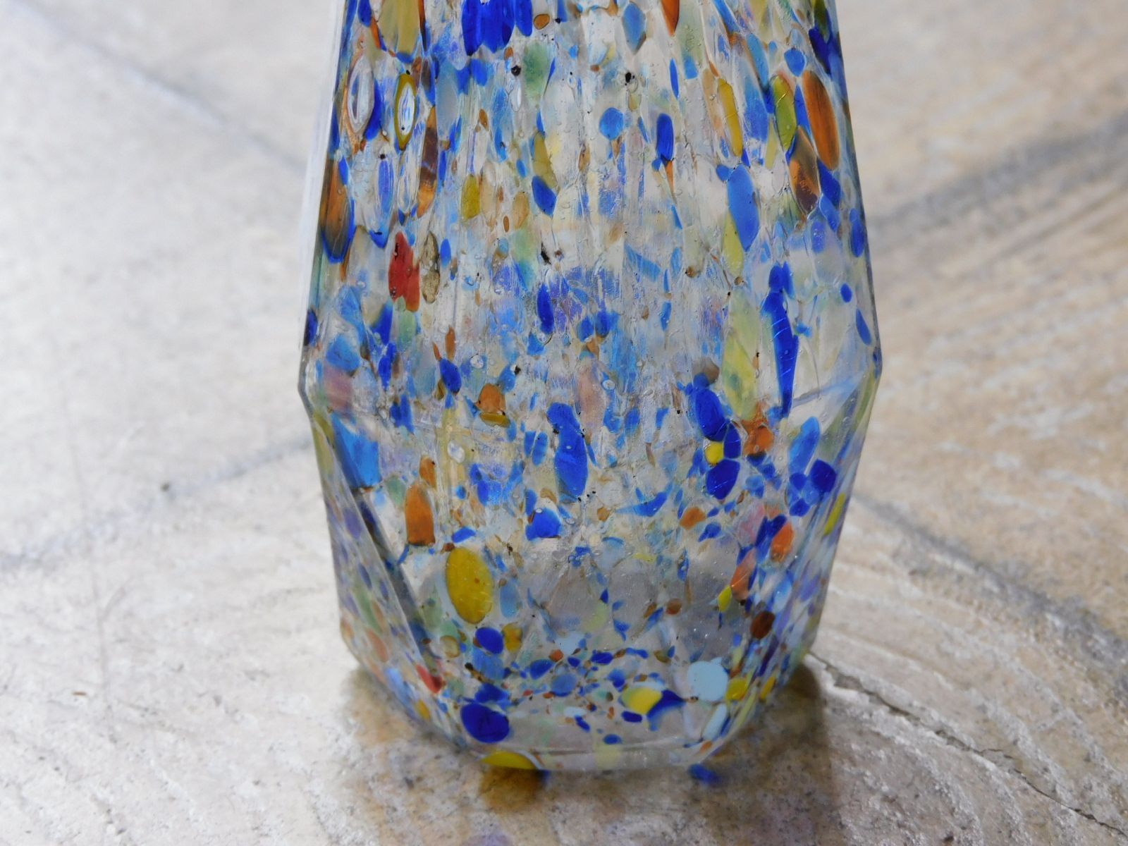 骨董　時代ガラス　銀粉爆変　水色吹雪紋　取手付き　フリル　菓子器　花器　ウラン 骨董 時代ガラス 銀粉爆変 水色吹雪紋 取手付き フリル 菓子器