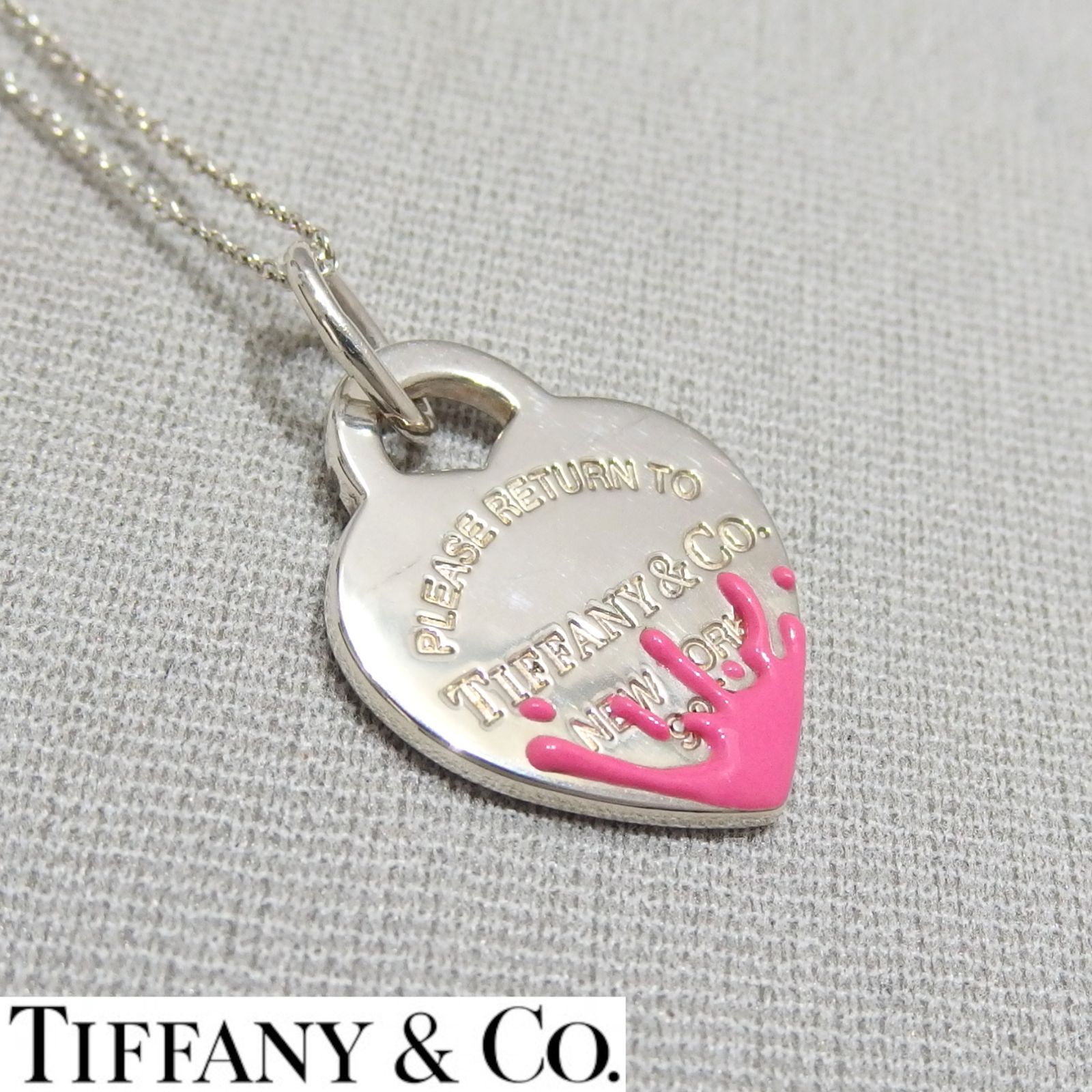 TIFFANY-Co リターントゥ ハート スプラッシュ ネックレス ピンク Ag925 シルバー SV925 ティファニー