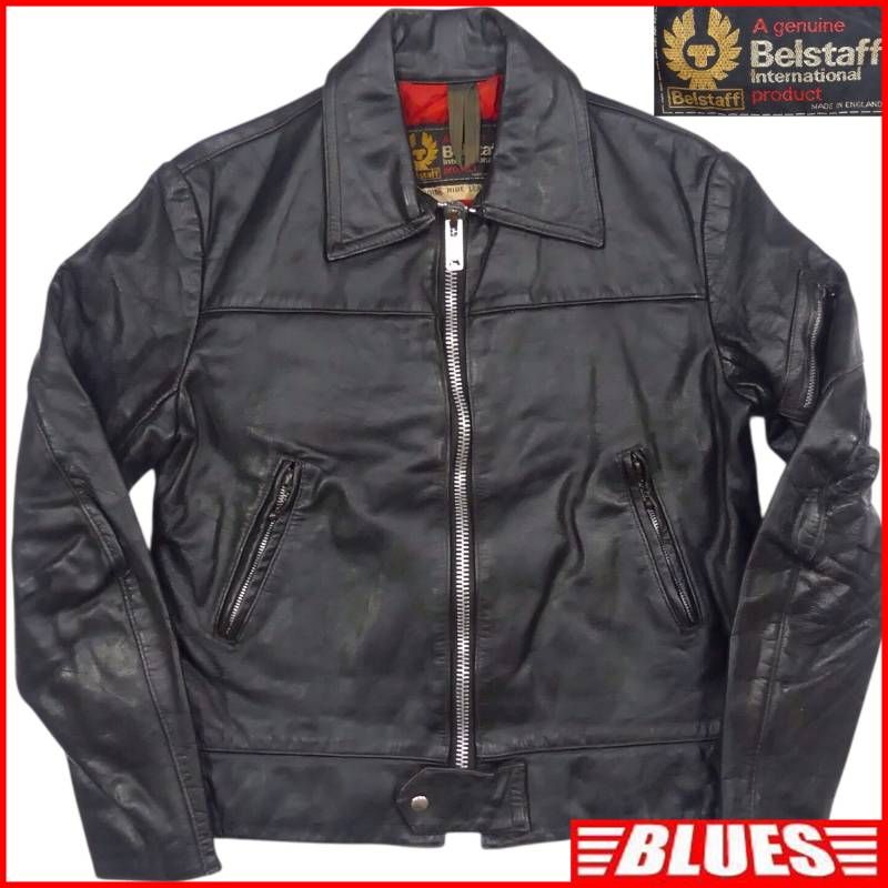 Belstaff ベルスタッフ 英国製 ライダースジャケット 70s ヴィンテージ 本革 シングル メンズ S 黒 ブラック キルティング レザー レザーライダースジャケット_Sサイズ一覧←SEULB屋着古← HS335