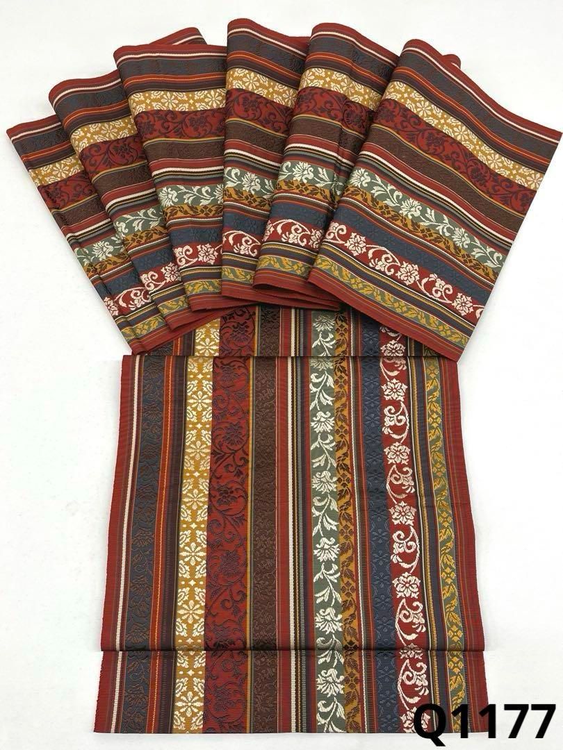 博多織 全通 八寸名古屋帯 開き名古屋 唐花 正絹 Q1177