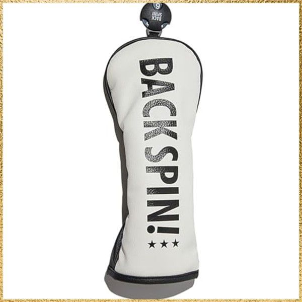 送料無料ホワイト BACK SPIN! LOGO PU Head Cover for HYBRID バックスピン 合皮レザー ヘッドカバー ユーティリティ用 おしゃれ 派手 シンプル 星 かっこいい (ホワイト)