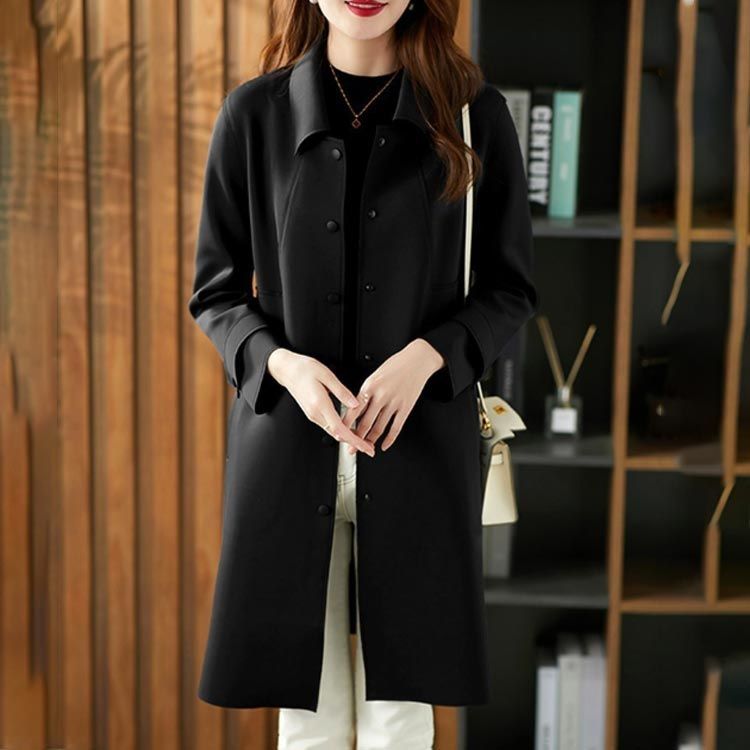 アウター 春 スプリングコート トレンチコート 50代 40代 60代 黒 春