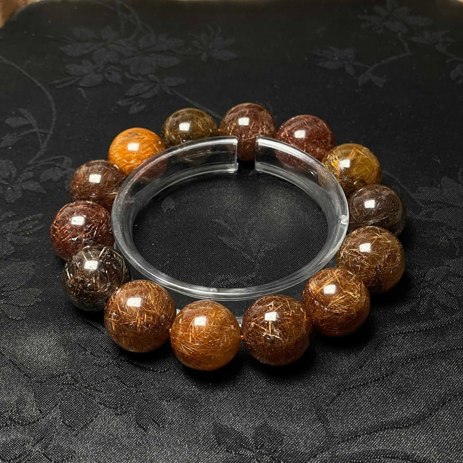 上級 EU製 銅髪ルチルクォーツ ブレスレット パワーストーン 天然石 金運 お守り プレゼント 16.3-17.1mm ZB9523