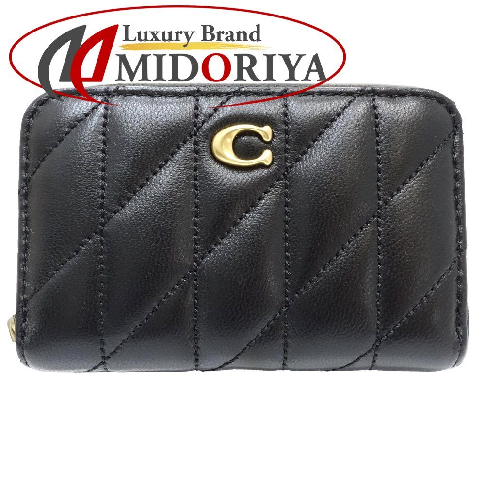 COACH コーチ コインケース スモールジップカードケース CM505 キルティング レザー ブラック|181338