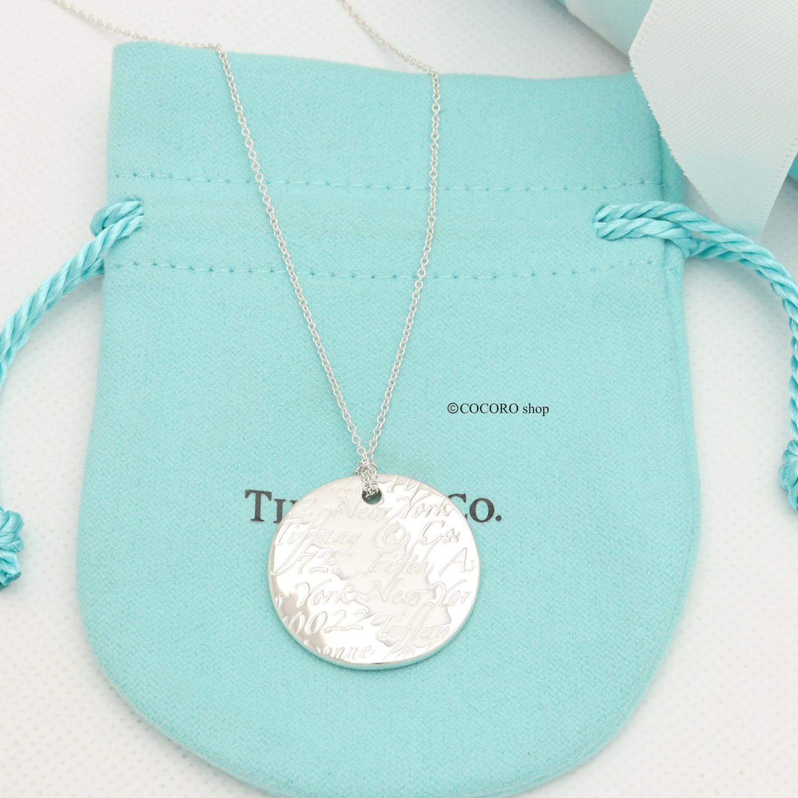 美品】ティファニー TIFFANY&Co. ノーツ ラウンド プレート ネックレス 