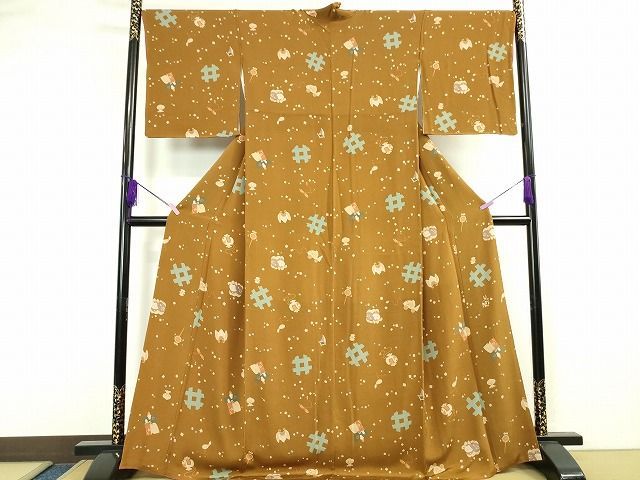 着物屋こころ■極上　人形作家・ホリヒロシ　小紋　うさぎ尽くし　逸品　ａ457