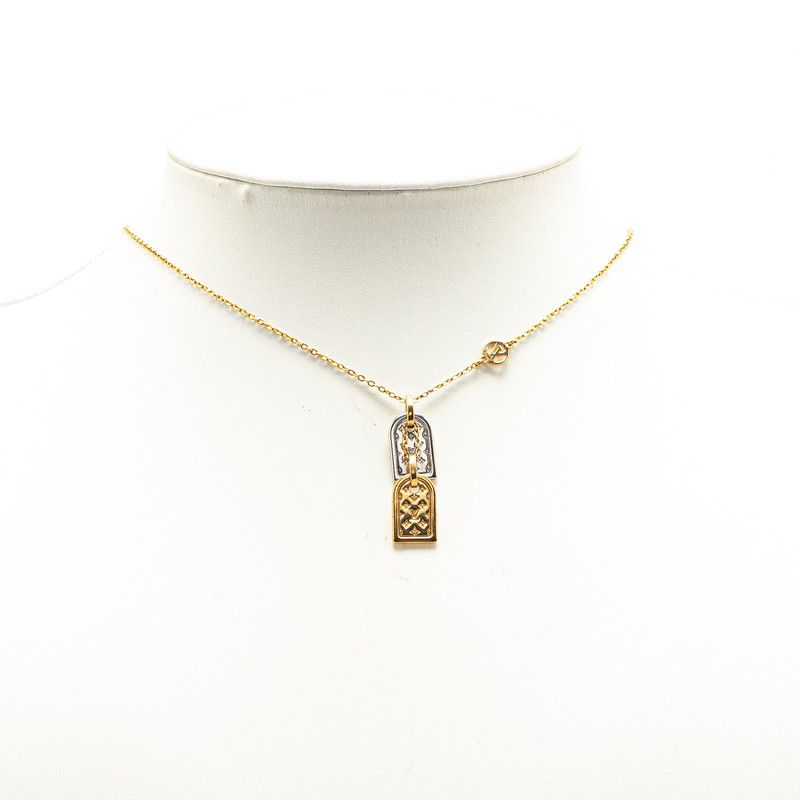 ルイヴィトン ゴールド シルバー ネックレス M63141 ネームタグ