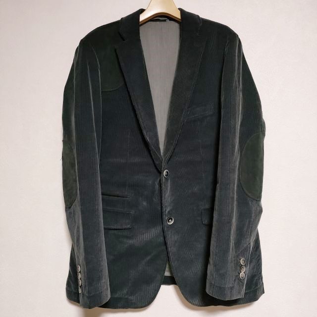 HUGO BOSS エルボーパッチ コーデュロイ コットン テーラードジャケット ネイビー メンズ ヒューゴボス【中古】4-1225T∞