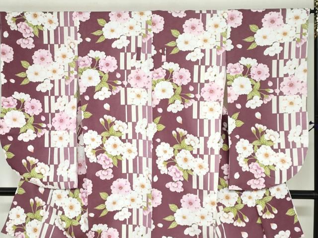 平和屋着物○小振袖 二尺袖 枝花文 洗える着物 逸品 新品 DAAY5324ud