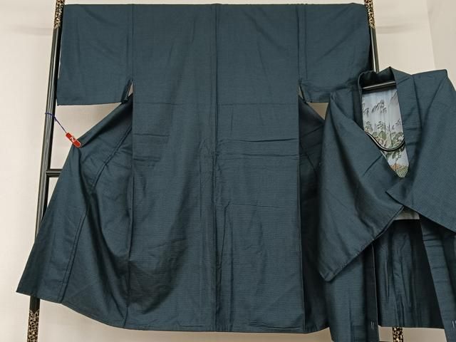 平和屋着物●男性 お召 アンサンブル 亀甲文様 キングサイズ 正絹 AAAU8191zg