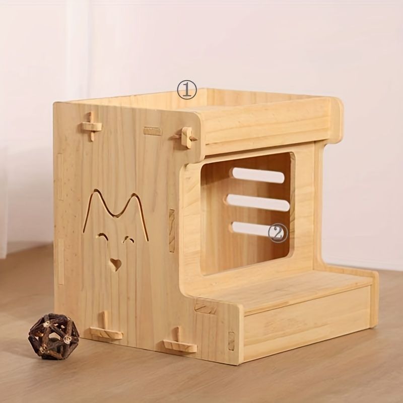 ペット小さなヴィラ固体木製猫ハウス猫睡眠ベッド猫家具屋内猫の巣