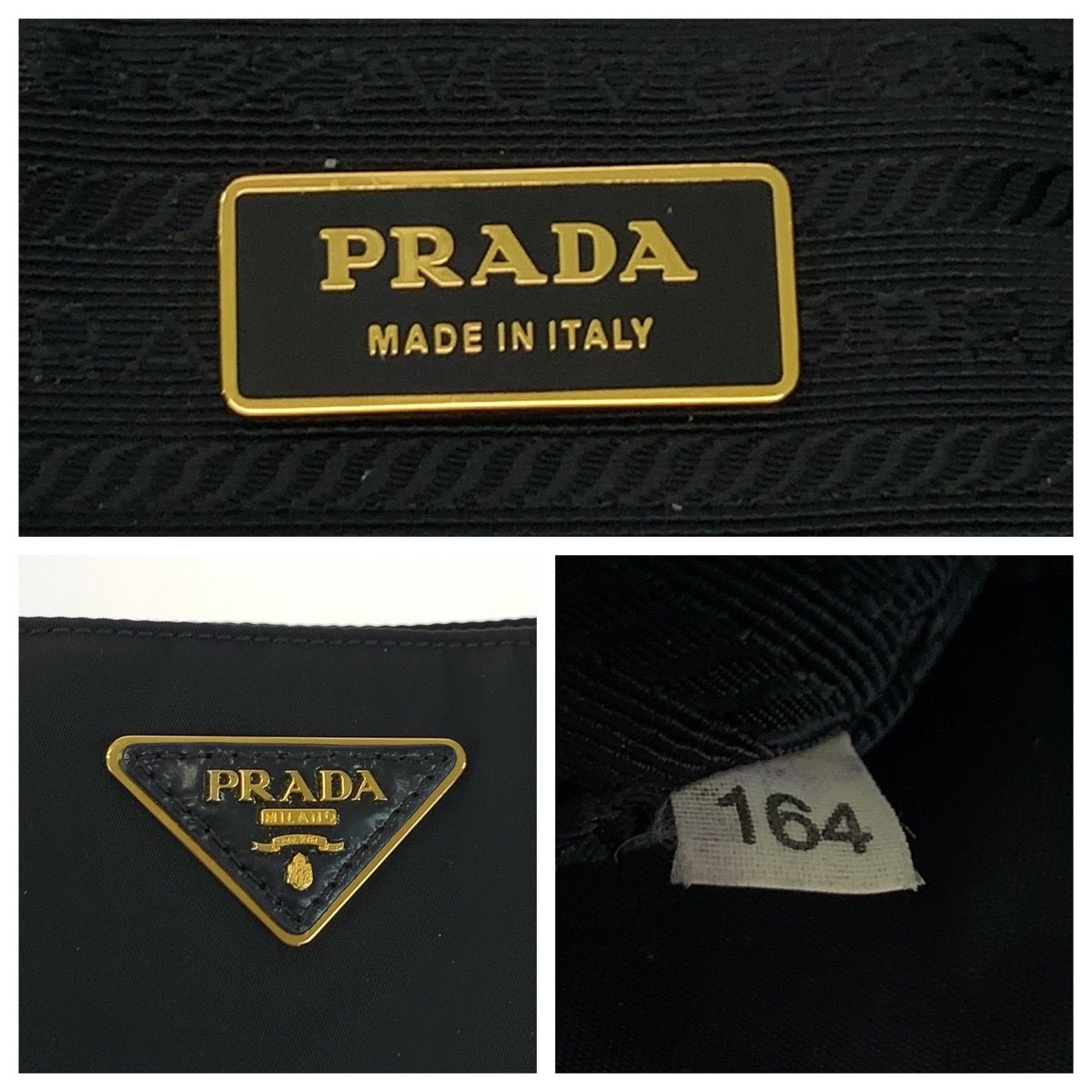 美品 PRADA プラダ テスート 三角ロゴプレート ブラック 黒